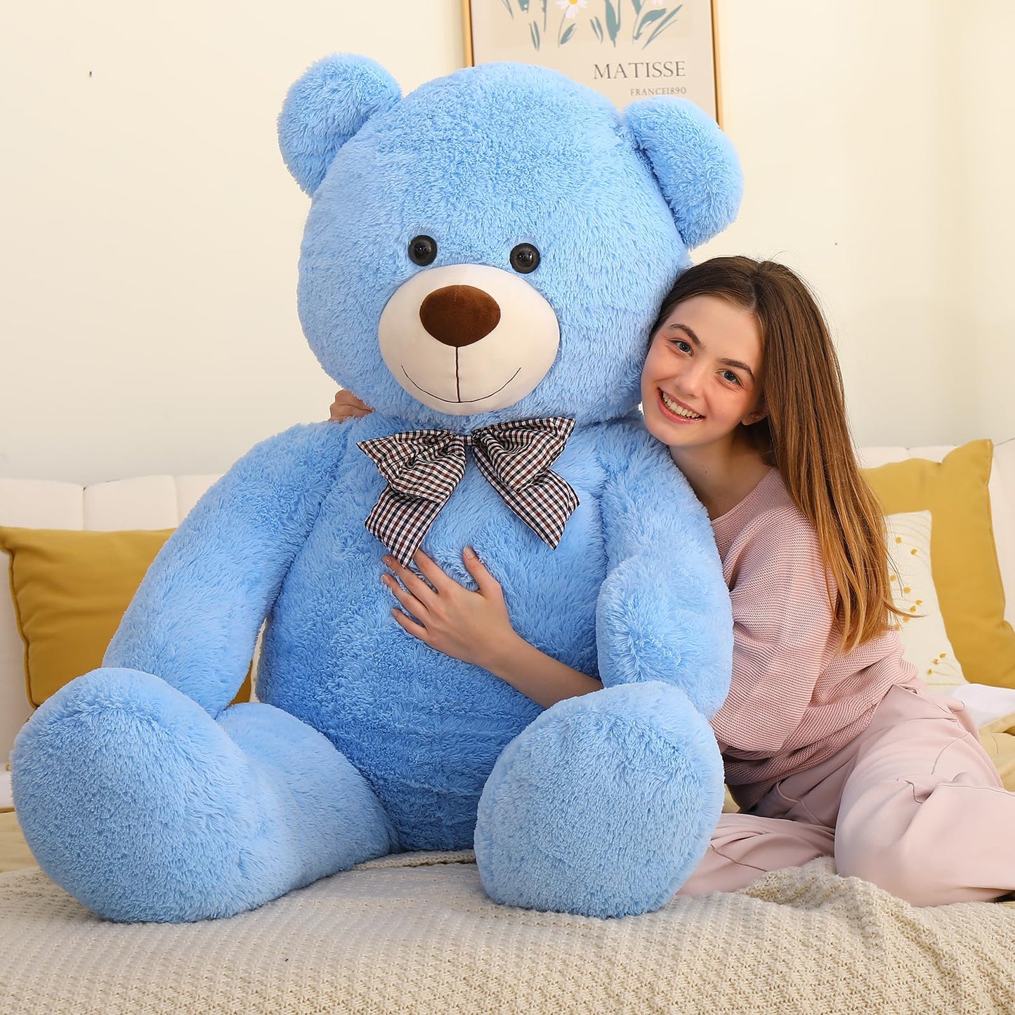 MaoGoLan Giant Big Teddy Bear 4 Feet 47 inch Life Size Tan Plush Bear Brown Stuffed Animal for Children Boyfriend