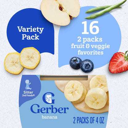 Gerber Stage 2 Baby Food, Super Blends Puree Tubs, No Added Colors or Flavors, Baby Puree, Variety 32-Pack