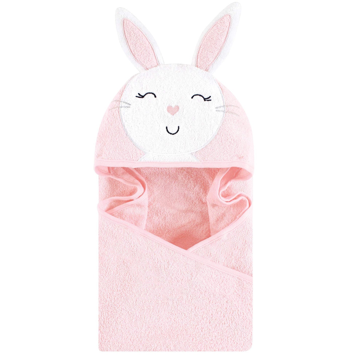 Hudson Baby Unisex Baby Cotton Animal Face Hooded Towel, Pretty Elephant, One Size