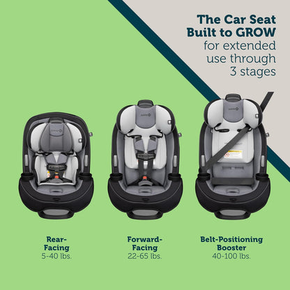 Safety 1st Grow and Go All-in-One Slim Convertible Car Seat, Rear Facing, 5-40 lbs, Forward Facing (30–65 lbs), High Back Booster Seat 40-100 pounds, Dunes Edge