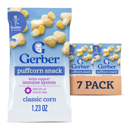 Gerber Baby Snacks Puffs Variety Pack, Banana & Strawberry Apple, 1.48 Ounce - 2 count of four packs, Package may vary, 1.48 Ounce (Pack of 8)