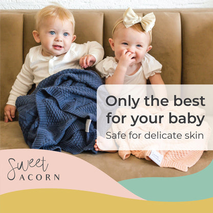 Knit Baby Blanket in Elegant Pattern, Organic Cotton Blankets for Crib or Stroller, Receiving Blankets - Salt White