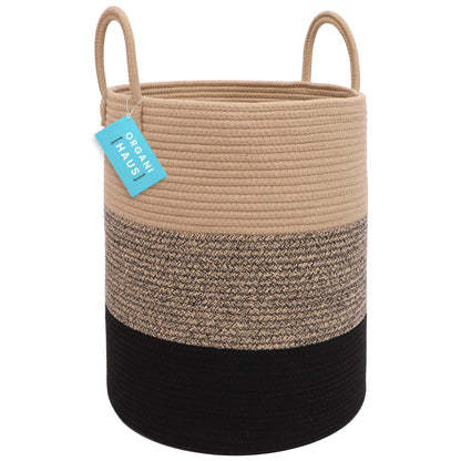 OrganiHaus Large Blanket Basket for Living Room 20x13, Rainbow Rope Basket for Classroom Organization, Toy Storage Basket, Woven Kids Laundry Basket, Baby Toy Box, Cute Storage Basket, Nursery Hamper