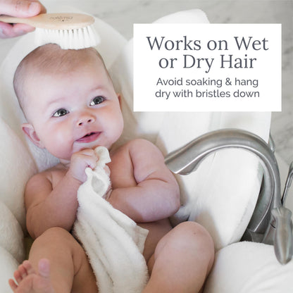 Natemia Wooden Baby Hair Brush | Natural Soft Bristles for Newborns & Toddlers | Gentle Cradle Cap Care | Ideal Baby Registry Gift