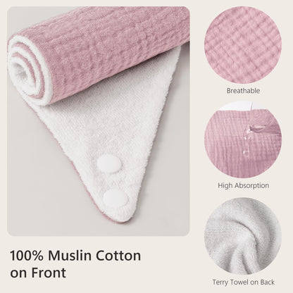 Bearmoss Muslin Baby Bibs 8 Pack Soft Bandana Bibs for Drooling & Teething, Absorbent Burp Cloths with Adjustable Snaps