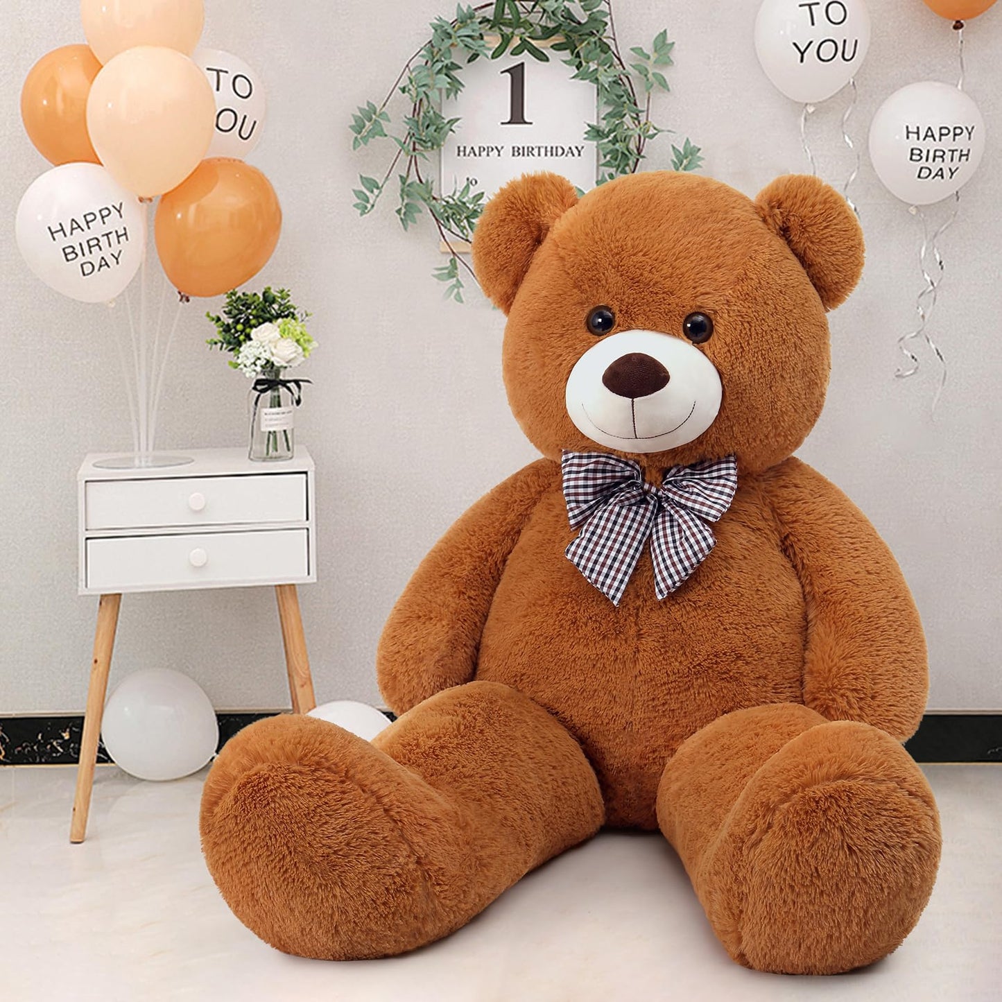 MaoGoLan Giant Big Teddy Bear 4 Feet 47 inch Life Size Tan Plush Bear Brown Stuffed Animal for Children Boyfriend