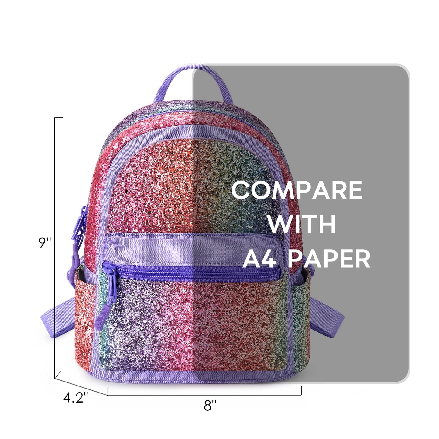 mibasies Mini Backpack for Girls Kids Rainbow Purse Dance Bag for Girls Gifts age 2 3 4 5 6 7 8 yrs