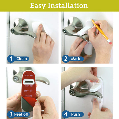 Door Lever Lock (2 Pack) – Prevents Toddlers from Opening Doors – Easy One-Hand Operation for Adults – Durable ABS with 3M Adhesive Backing – No Tools Needed for Install