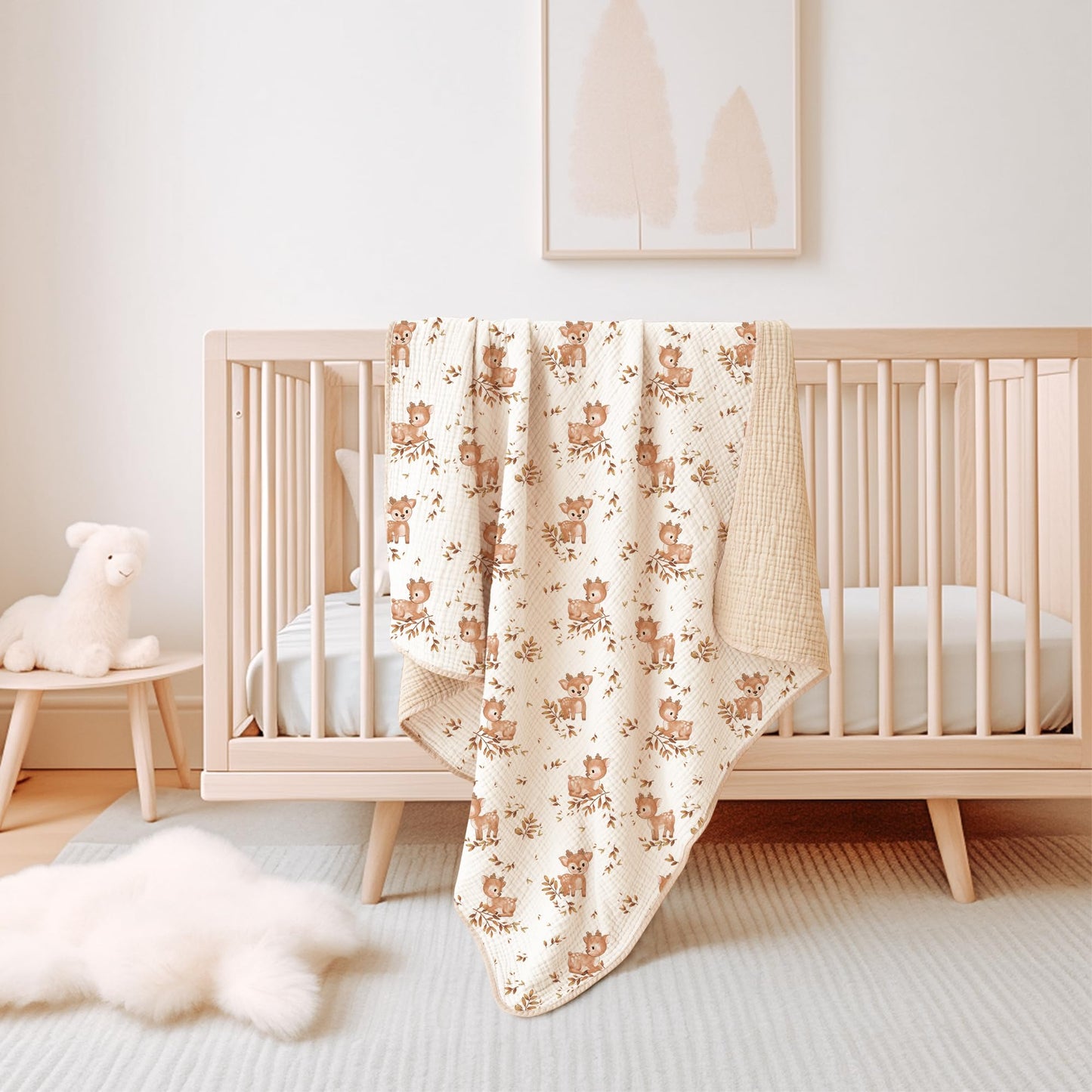 Konssy Muslin Baby Blankets for Girls Boys, 100% Cotton Crib Blanket for Infant Toddler, Super Soft and Lightweight Nursery Swaddling Wrap 40"x36" (Floral)
