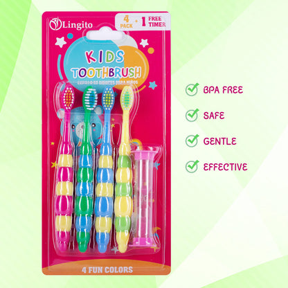 Kids' Soft Toddler Toothbrush, Gentle Bristles for Home, School, Camp, Sleepovers - Folding Handles for Tiny Hands (3 Pack)