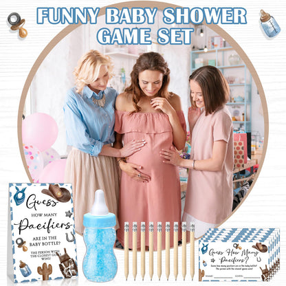 Roowest 512 Pcs Baby Shower Games Guess How Many Pacifiers Sign 100 Small Guessing Games 10 HB Pencils 750ml Milk Bottle 400 Acrylic Pacifiers Decoration for Guest Gender Reveal(Pink,Bear)