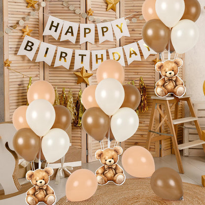 4 Sets Balloon Stand Kit for Table Bear Baby Shower Tables Centerpieces with Balloon Boy Baby Shower Decorations for Bear Theme Gender Reveal Birthday Party Table Decorations Supplies (Brown Bear, 4)