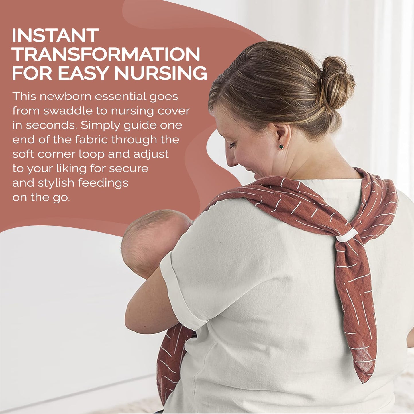 Itzy Ritzy Breastfeeding Boss Multi-Use Cover – A Nursing Cover, Swaddle, Car Seat Cover, Tummy Time Mat & Burp Cloth All in One – Made of Soft Muslin Fabric & Measures 47” x 47” (Taupe Stripe)