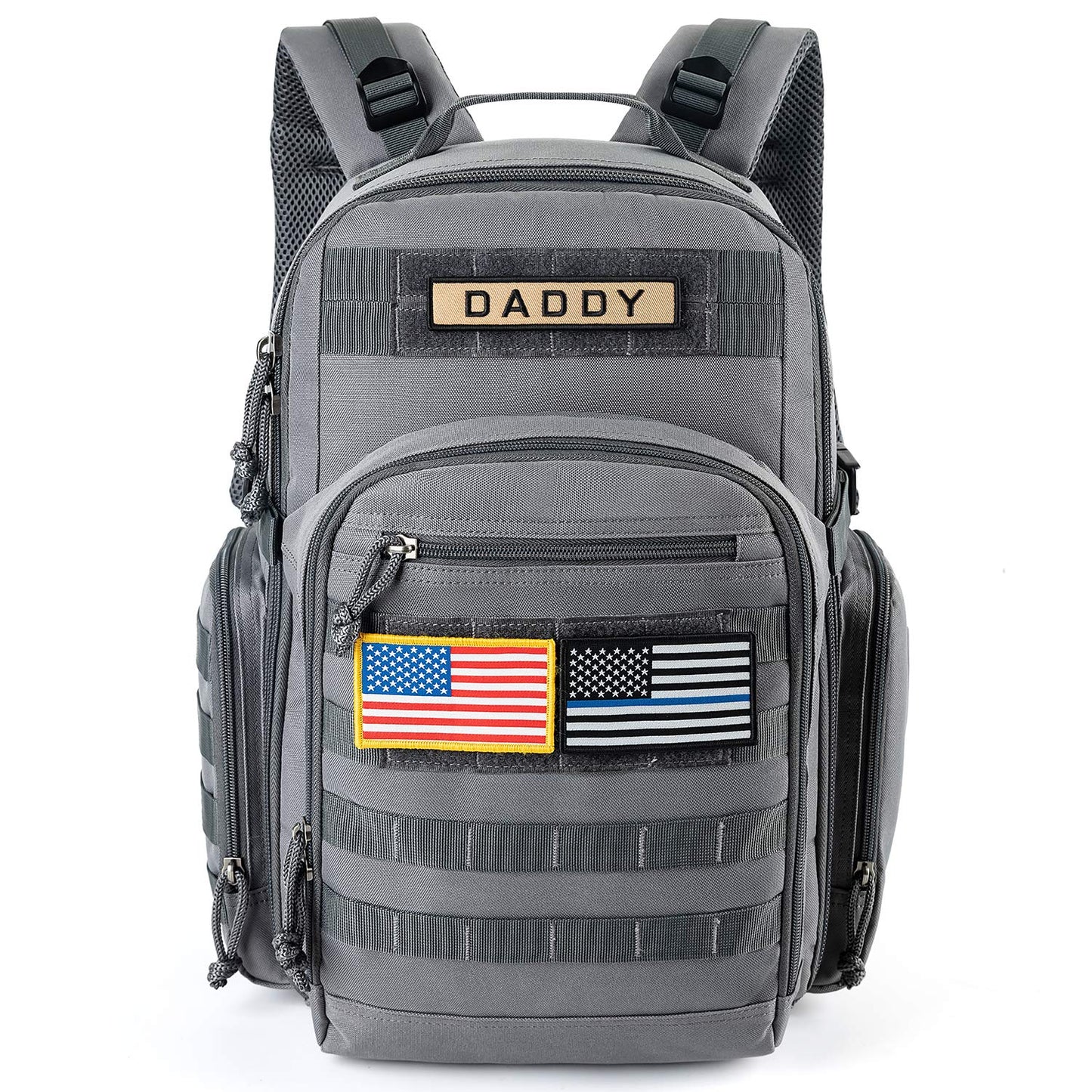MIRACOL Military Diaper Bag for Dad - Large Diaper Backpack with 12+ Compartments - Insulated Bottle Pockets Quick-Access Wipe Dispenser for Travel Hiking Camping Tan