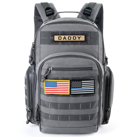 MIRACOL Military Diaper Bag for Dad - Large Diaper Backpack with 12+ Compartments - Insulated Bottle Pockets Quick-Access Wipe Dispenser for Travel Hiking Camping Tan