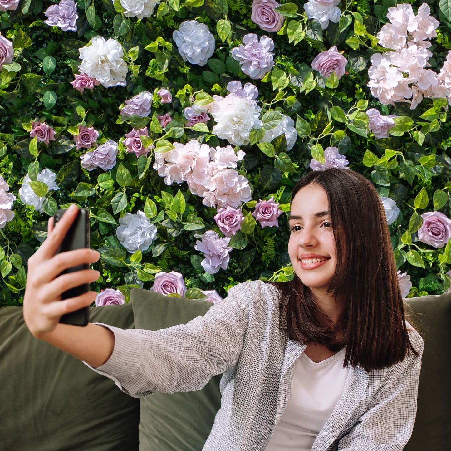 Artificial Luxury‌ Flower Wall Panels, Gorgeous 3D Silk Floral Backdrop for Wedding, Baby Show, Party and Home Decor, Quick Assembly/Storage, Eco ＆ Pet Friendly, 2 pcs, Each Panel 2*8 ft.