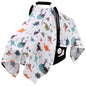 Rquite Car Seat Cover, Muslin Cotton Infant Car Seat Canopy, Breathable Baby Carrier Cover, Summer Stroller Sun Shade, Flower