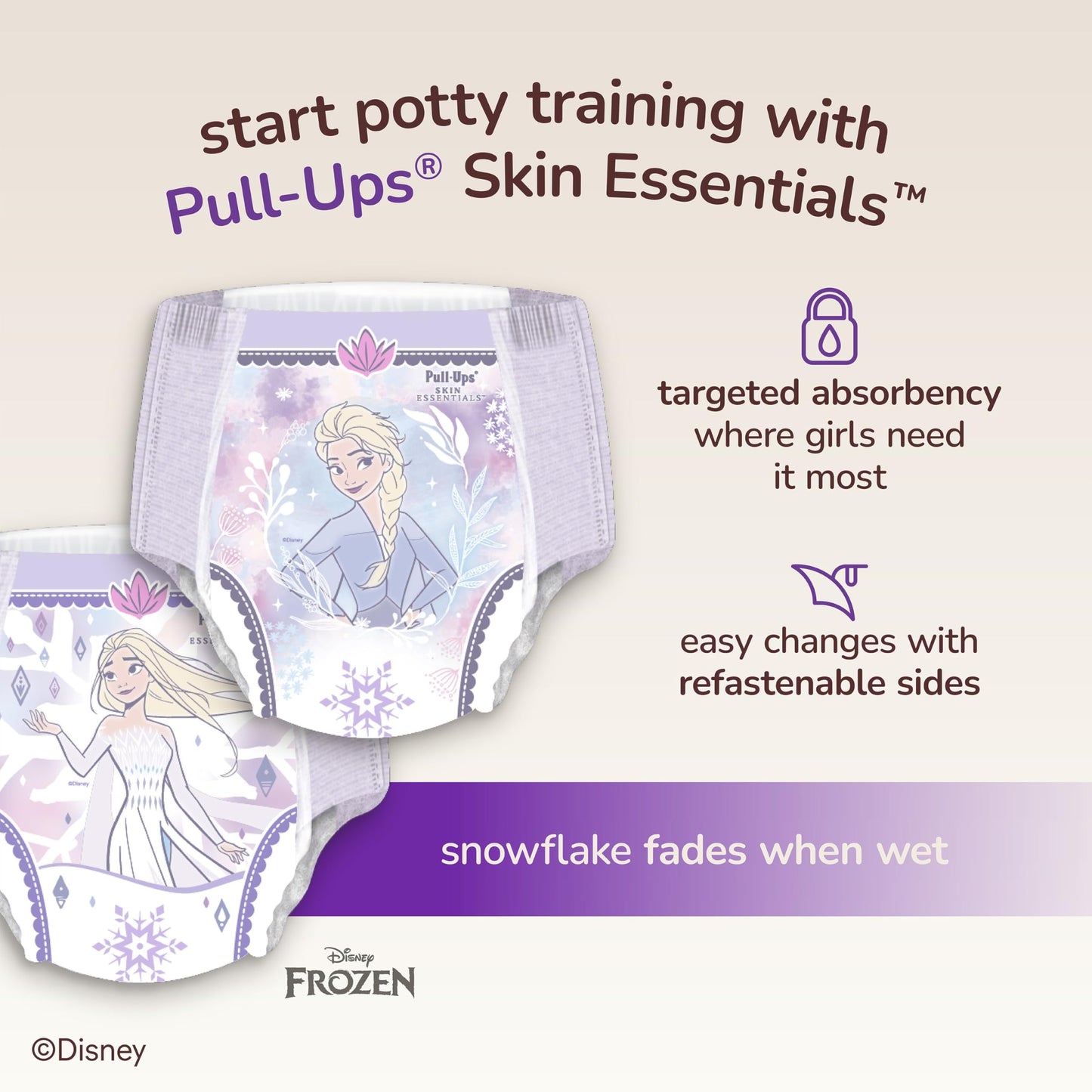 Pull-Ups Girls' Skin Essentials Potty Training Pants, Training Underwear, 2T-3T (16-34 lbs), 124 Ct (4 Packs of 31)
