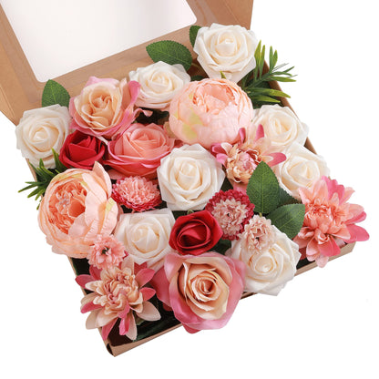 Artificial Flowers Combo, Fake Flowers for DIY Tables Centerpieces Baby Shower Bridal Shower Wedding Bouquet Arrangements Party Candle Holder Cake Decor Flower Home Decorations