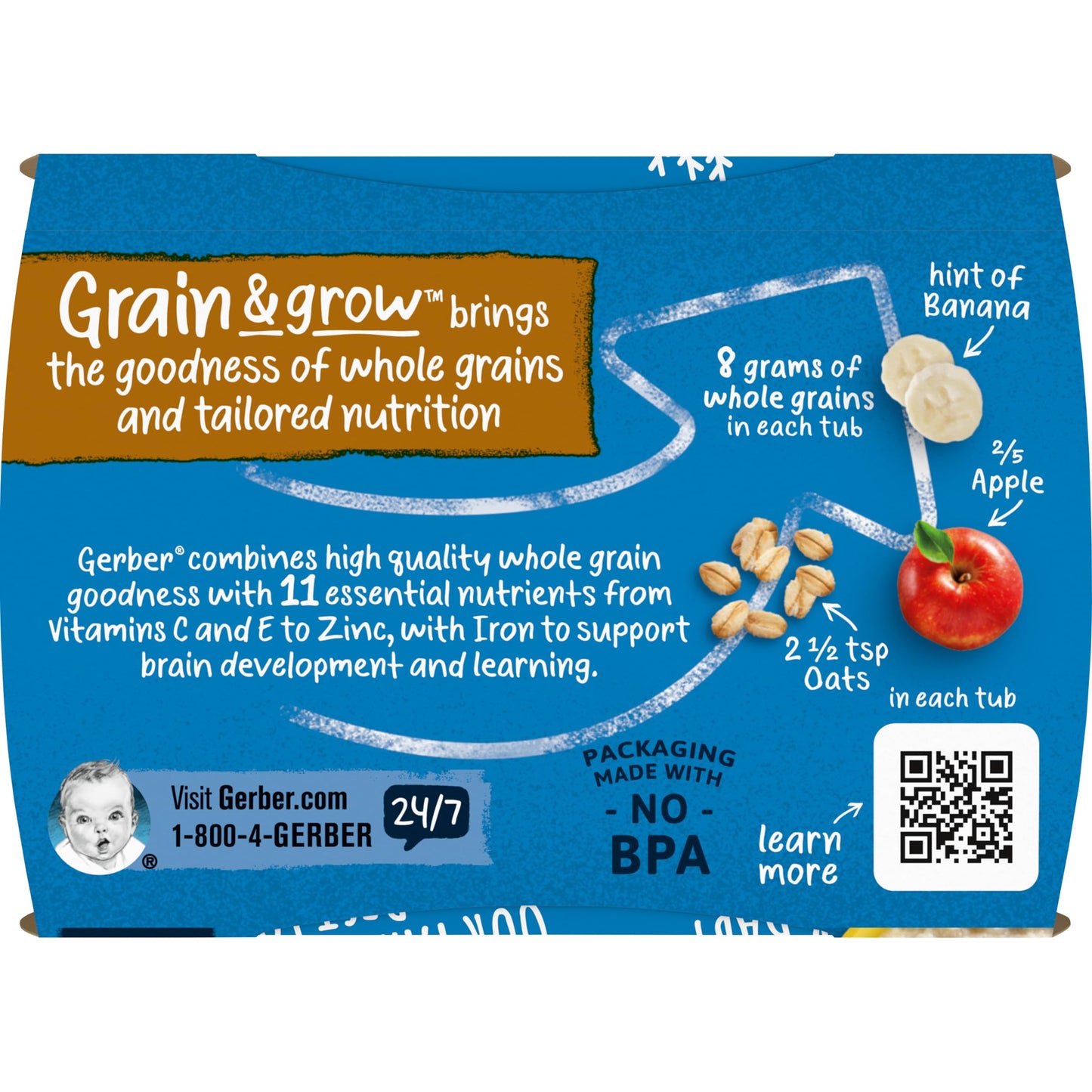 Gerber Baby Food 2nd Foods, Mixed Cereal, Pears & Cinnamon with Oatmeal Puree, 4 Ounce Tubs, 2-Pack (Pack of 8)