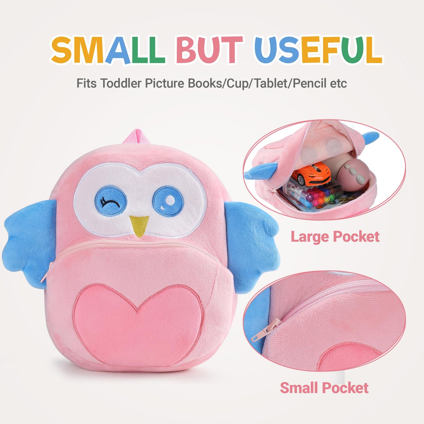 MICHLEY Toddler Backpack Plush Animal SchoolBag Cartoon Girls Travel Bag Mini Baby Daypack for Kids Kindergarten Pre School Bags, Cow