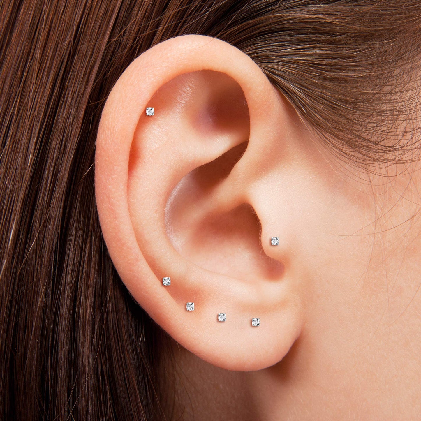 3mm Tiny CZ Screw on Flat Back Stud Earrings,Gold Plated Flat Back Cubic Zirconia Earrings for Helix Cartilage Tragus Earlobe Piercing Jewelry Gift for Women Men(3mm CZ, Gold)