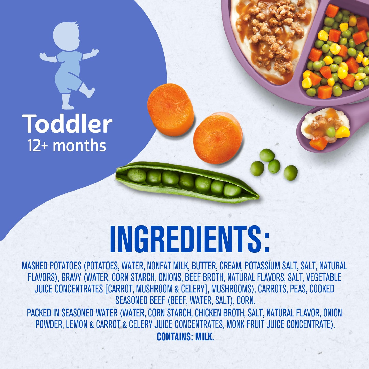 Gerber Toddler Food, Mashed Potatoes & Beef in Gravy, Mealtime for Toddler, 8PK
