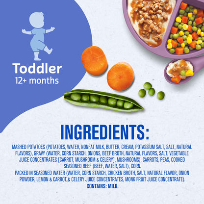 Gerber Toddler Food, Mashed Potatoes & Beef in Gravy, Mealtime for Toddler, 8PK