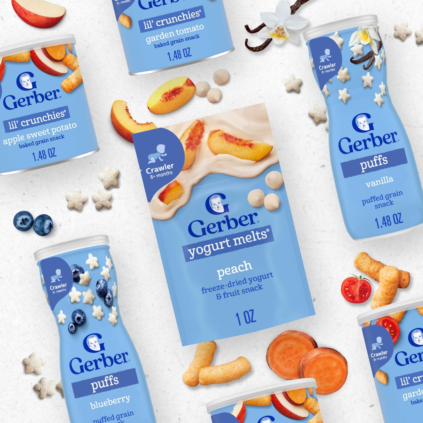 Gerber Baby Snacks, Baby Food, Puffs, Strawberry Apple, 1.48 Ounce