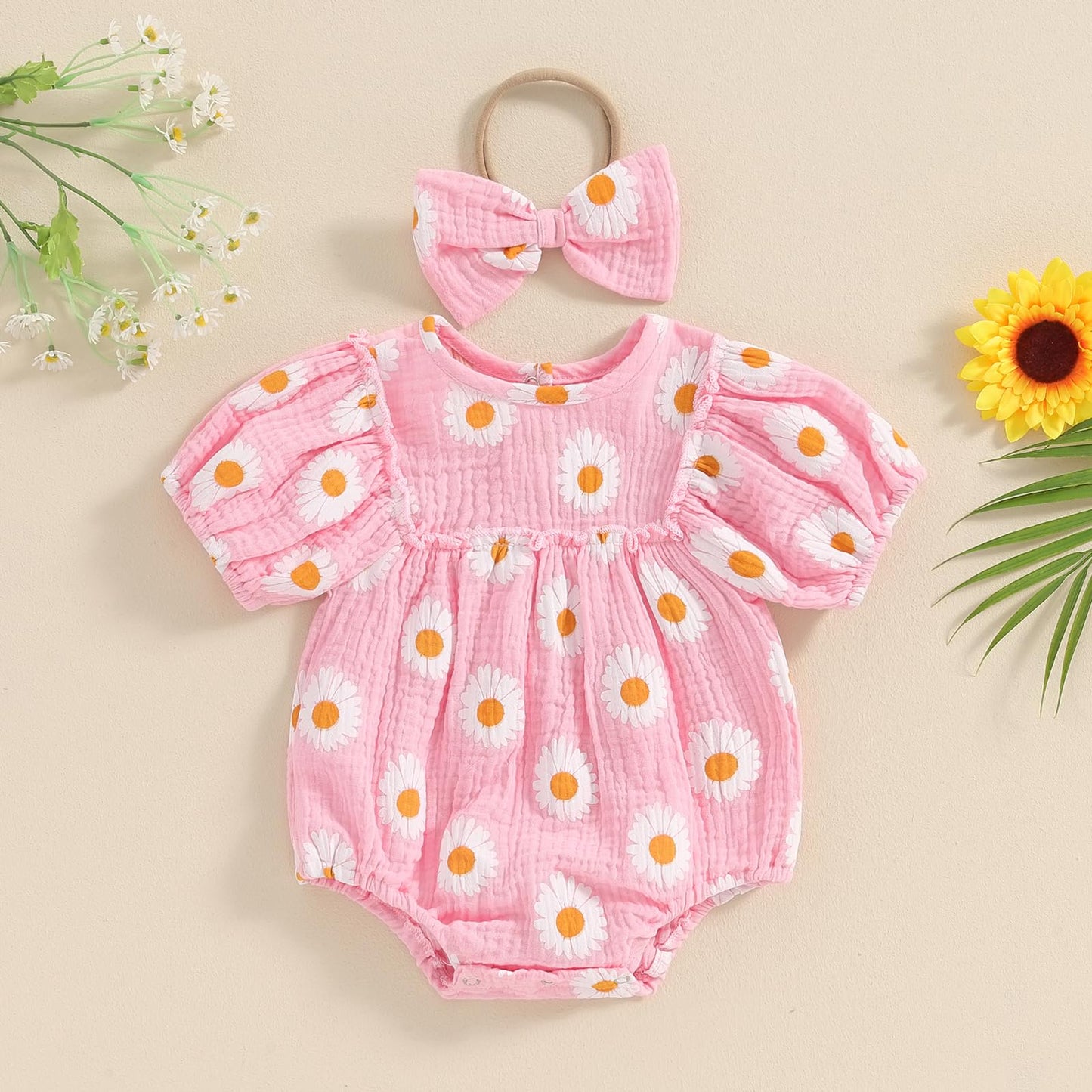 FIOMVA Summer Chicken Baby Clothes Newborn Baby Girl Farm Outfit Toddler Short Sleeve Bubble Romper Infant Bodysuit