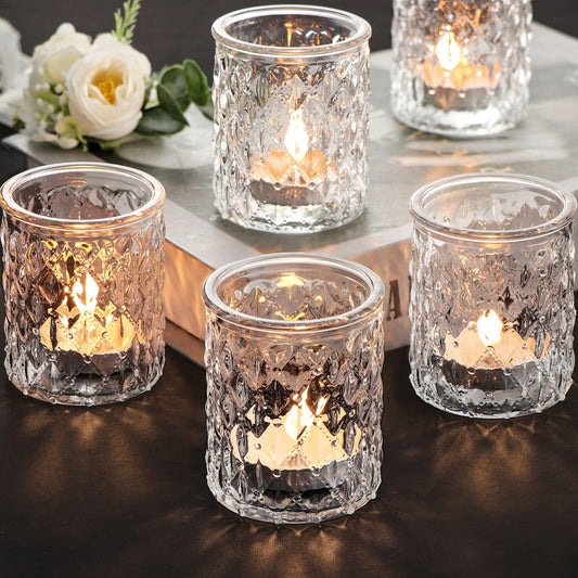 24pcs Pink Votive Candle Holders, Girl Baby Shower Decorations, Tealight Candle Holder for Valentine's Day, Wedding, Brithday Party, Table Centerpiece