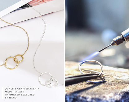 HOPE LOVE SHINE New Mom Necklace – Pregnancy Gift for Expecting Mom, First Time Mom Jewelry – Sterling Silver/Gold Double Circle Pendant with Gift Box