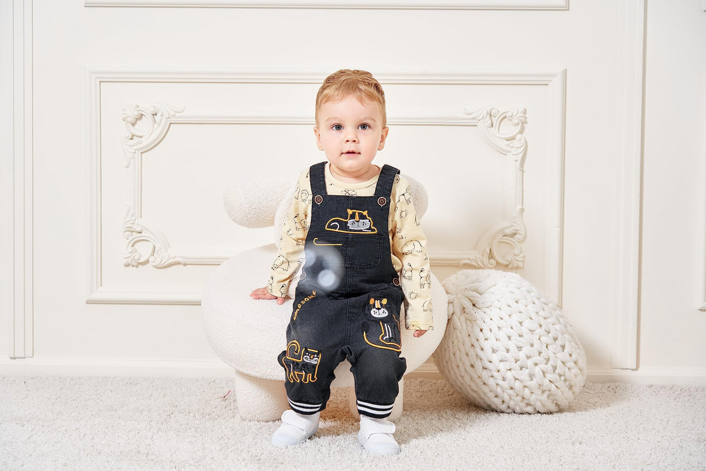 Baby Boy Clothes Set Infant Boy's Long Sleeve Romper+Dinosaur Denim Overalls Toddler Boys Fall Winter Outfits Suit