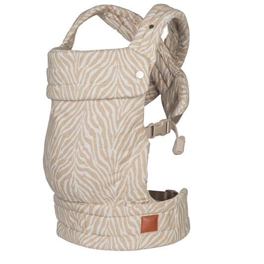 Baby Carrier for Newborns to Toddlers | Cozy Wrap with Lumbar Support | Soft Fabric, 7-35lbs Adjustable Fit | Brown Zebra Pattern