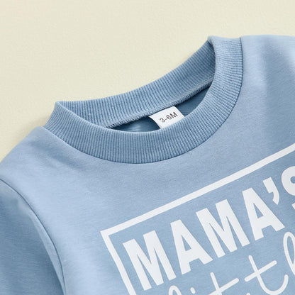 Toddler Baby Boy Sweatshirt Outfit Mamas Little Man Long Sleeve Shirt Jogger Pants Fall Outfits Winter Clothes Set