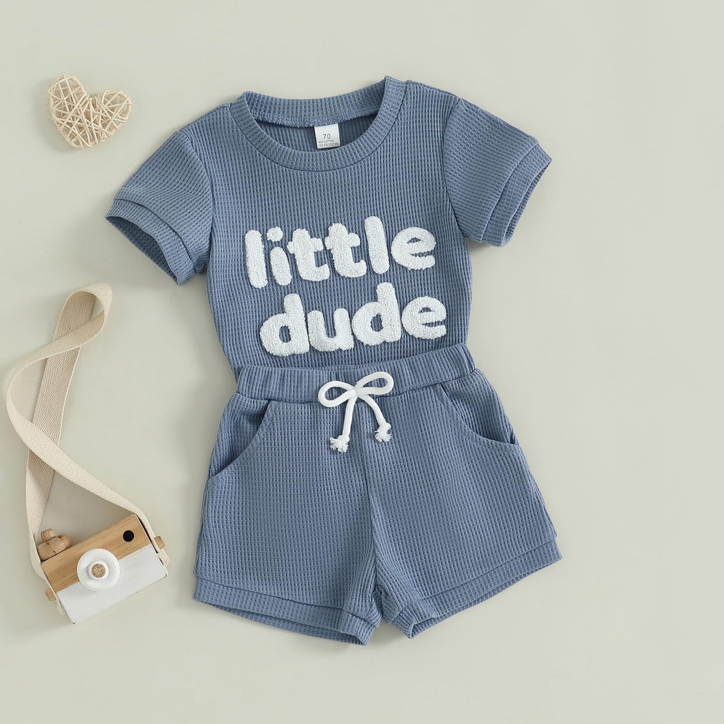MERSARIPHY Newborn Baby Boy Summer Clothes Mama's Boy Little Dude Short Sleeve Romper Shorts Set Infant Waffle Knit Outfit