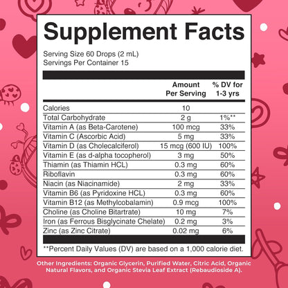 MaryRuth Organics CoComelon Toddler Kids Multivitamin with Iron | Immune Support | Toddler Vitamins | USDA Organic | Sugar Free | Multivitamin Liquid Drops for Kids Ages 1-3 | Vegan | 1 Fl Oz
