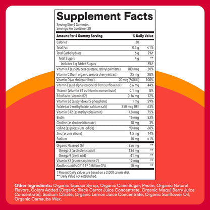 SmartyPants Kids Multivitamin Gummies: Omega 3 Fish Oil (EPA/DHA), Vitamin D3, C, Vitamin B12, B6, A, K & Zinc for Immune Support, Biotin, Gluten Free, Three Fruit Flavors, 120 Count (30 Day Supply)