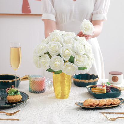 Artificial Flowers Combo, Fake Flowers for DIY Tables Centerpieces Baby Shower Bridal Shower Wedding Bouquet Arrangements Party Candle Holder Cake Decor Flower Home Decorations