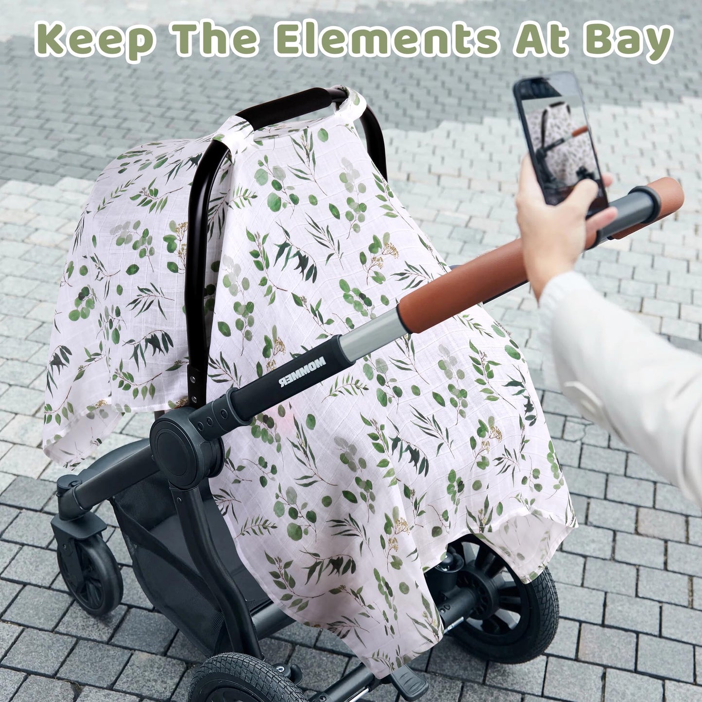 Rquite Car Seat Cover, Muslin Cotton Infant Car Seat Canopy, Breathable Baby Carrier Cover, Summer Stroller Sun Shade, Flower