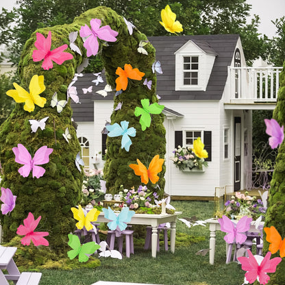 SUNBEAUTY Butterfly Party Decorations, 3D Paper Butterfly Decoration, Hanging Paper Butterfly for Baby Shower Decorations Girls, Women, Paper Flowers for Wall Decoration, Set of 4