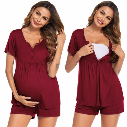 Ekouaer Women's Maternity Nursing Pajama Sets Short Sleeve Postpartum Pajamas Breastfeeding Pregnancy Clothes