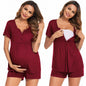 Ekouaer Women's Maternity Nursing Pajama Sets Short Sleeve Postpartum Pajamas Breastfeeding Pregnancy Clothes