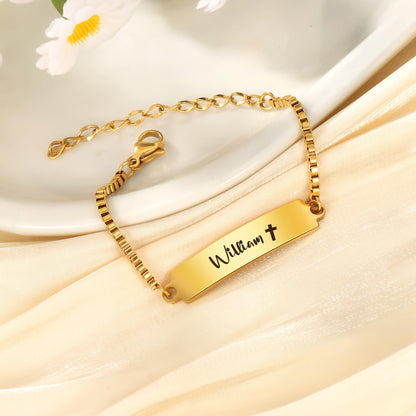 Personalized Baby Name Bracelet, 18K Gold Plated Customized Bracelets Id Protection Bracelet New Born Birthday Gift for Toddler Girls Boys