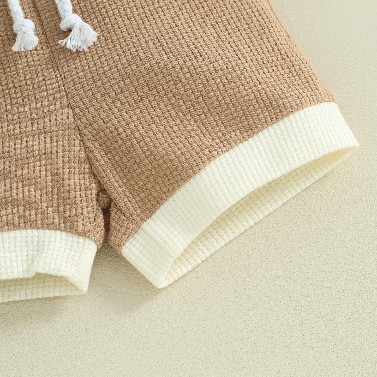 Kuriozud Newborn Baby Boy Summer Clothes Button Short Sleeve Romper Bodysuit Shorts Set Toddler Soft Waffle Outfit
