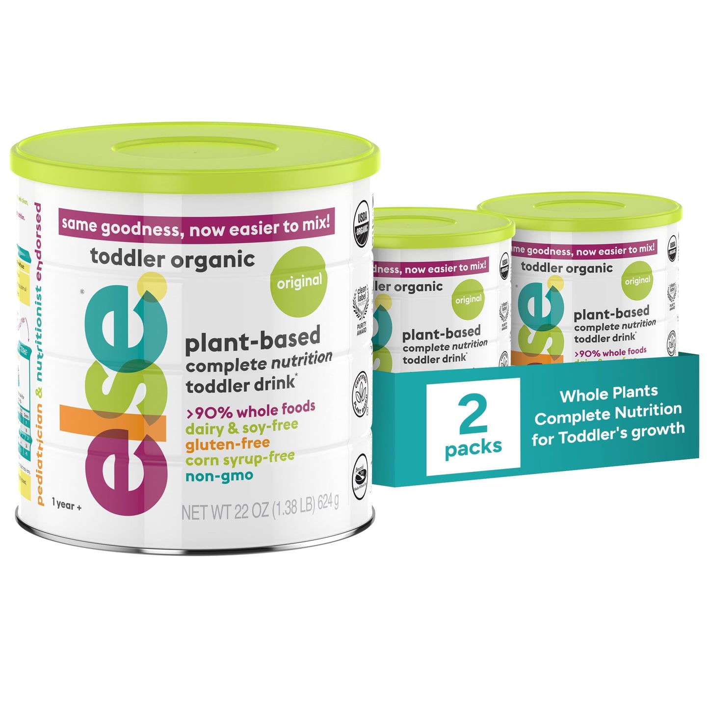 Else Nutrition Toddler Formula 12-36 mo., Plant Based Toddler Nutritional Drink - Soy & Dairy Free, Lactose Free - Complete Baby Formula (12-36 mo.), Protein Powder w/ 20+ Vitamins (22oz, 6-Pack)
