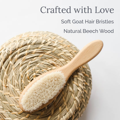 Natemia Wooden Baby Hair Brush | Natural Soft Bristles for Newborns & Toddlers | Gentle Cradle Cap Care | Ideal Baby Registry Gift