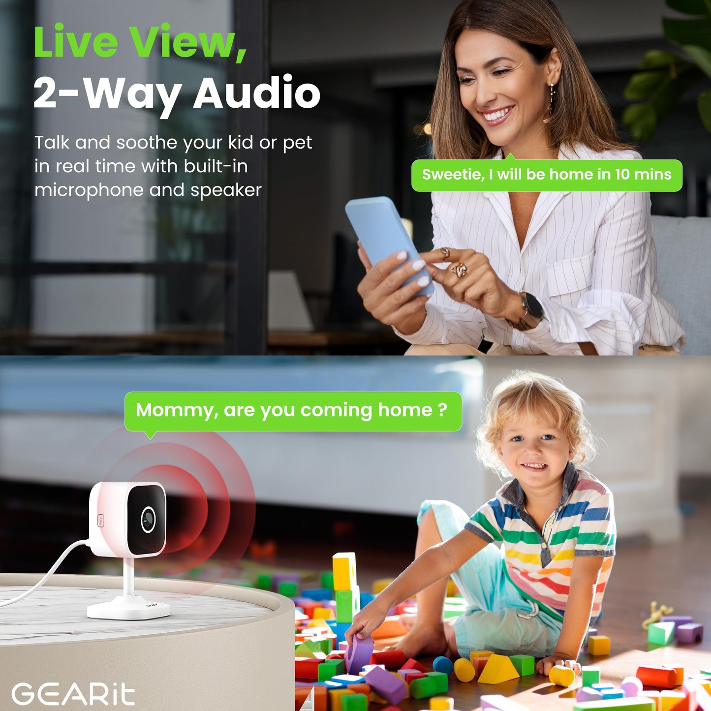 GEARit Baby Monitor with Camera & Audio 2K Video with Motion & Crying Detection, 2 Way Audio Easy WiFi Setup, Remote Monitoring - Easy to Set Crib Monitor with Adjustable Stand