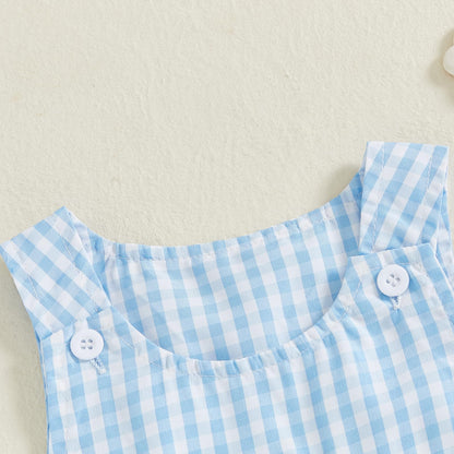 Baby Boy Summer Clothes Sleeveless Embroidery Dinosaur Striped Retro Romper Jumpsuit Smocked Shortall