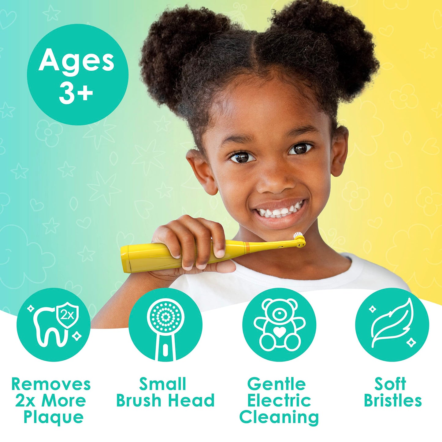 Brusheez Kids’ Electric Toothbrush Set - Safe & Effective for Ages 3+ - Parent Tested & Approved with Gentle Bristles, 2 Brush Heads, Rinse Cup, 2-Minute Timer, & Storage Base (Sparkle The Unicorn)